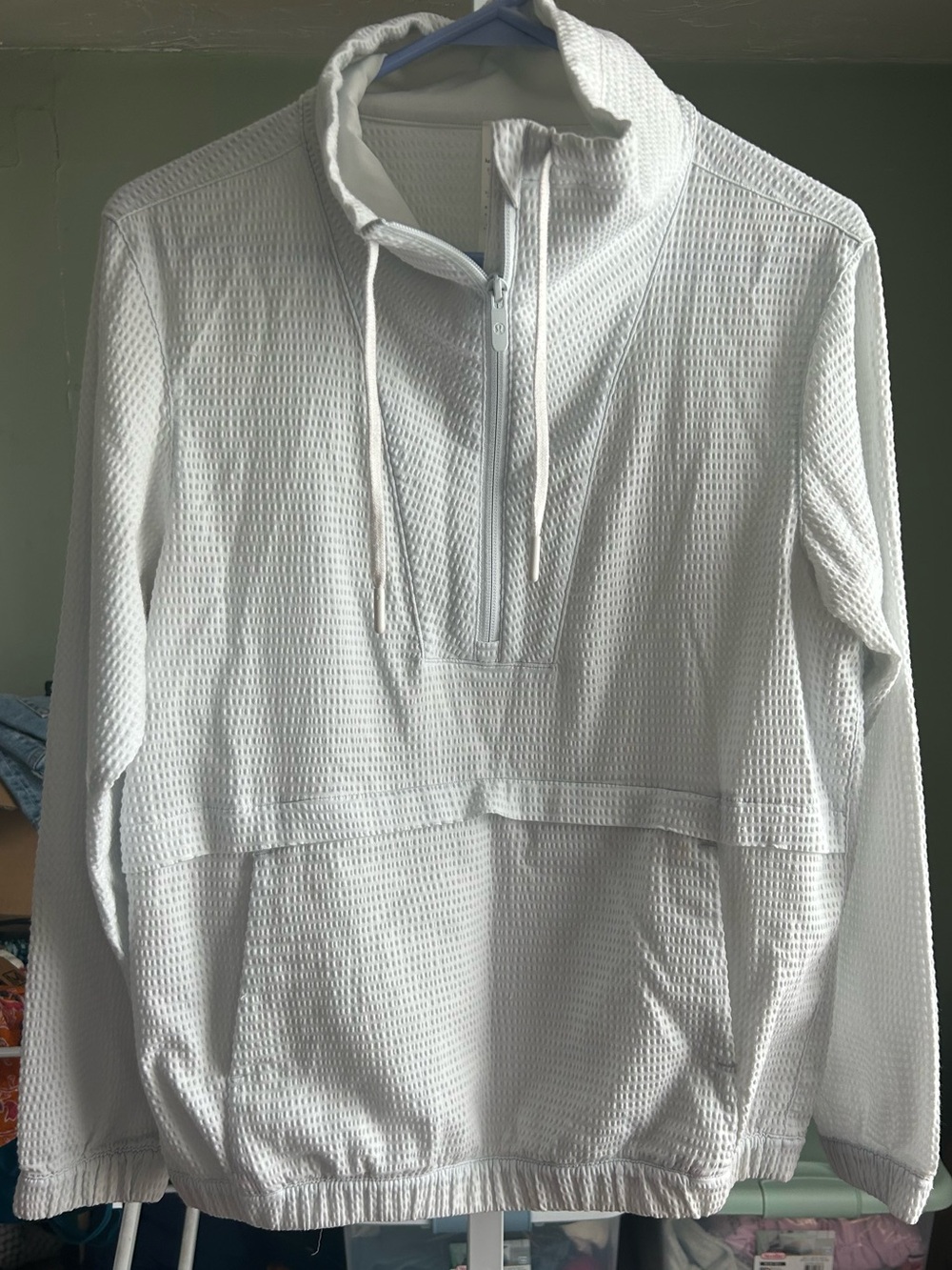 lululemon White Waffle-Knit 1/2 zip Pullover